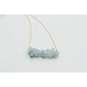 Raw Aquamarine bar necklace